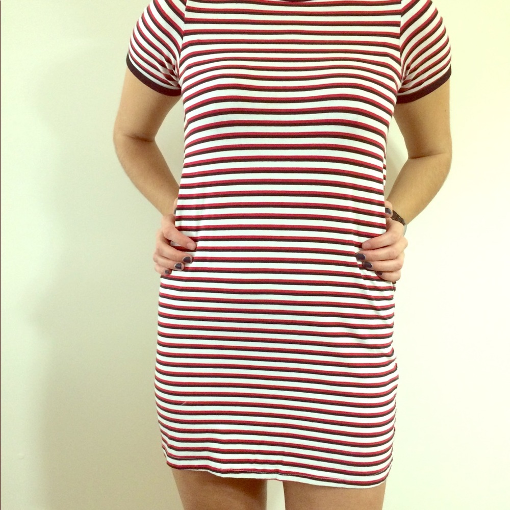 Zara red/white/black stripped dress